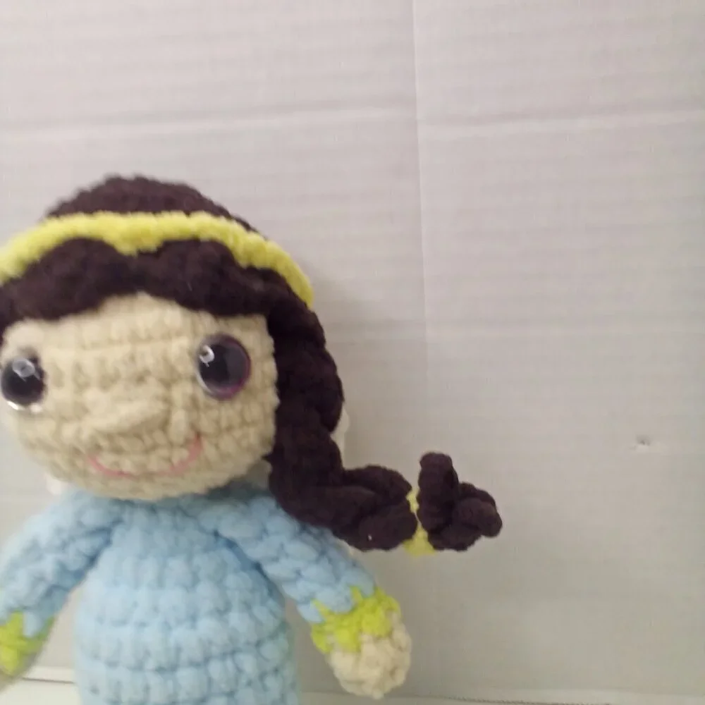 Crochet Angel Doll Handmade Braided Hair Wings 10